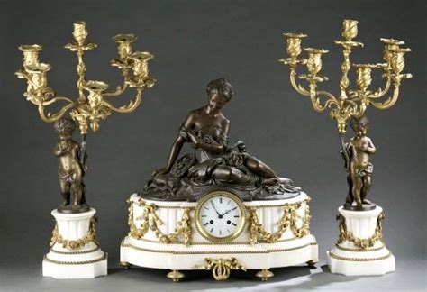 Th C Raingo Freres Bronze And Marble Clock Set Marble Clock Clock