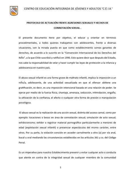 Protocolo De Actuación Frente Agresiones Sexuales Y Hechos De