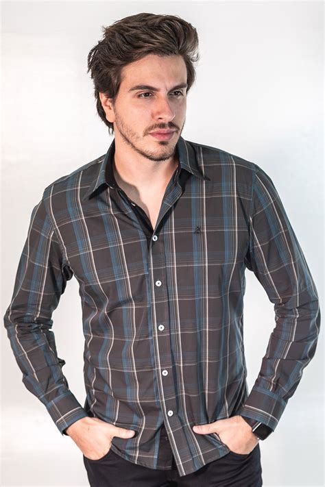 Camisa Social Verde Xadrez Masculina Manga Longa Anticorpus