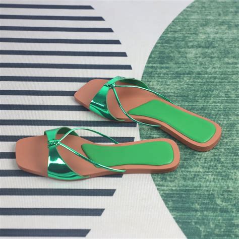 Z Green Sandalias Sin Cordones Para Mujer Zapatos Planos A La Moda De