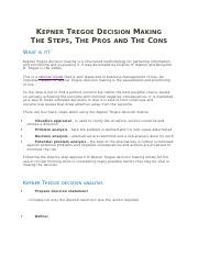 Kepner Tregoe Decision Making Docx Kepner Tregoe Decision Making The