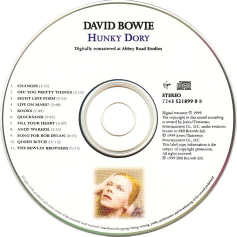 Car Tula Cd De David Bowie Hunky Dory Portada