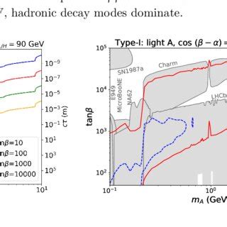 Left Panel The Total Decay Width Left Y Axis And Decay Length C