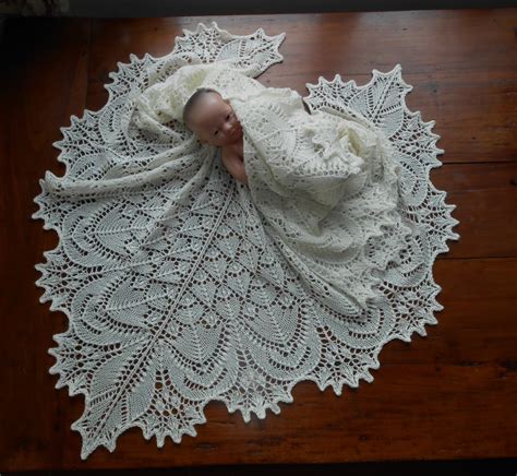 Heirloom Hand Knitted Lace Baby Shawl Wedding Shawl Square Heirloom