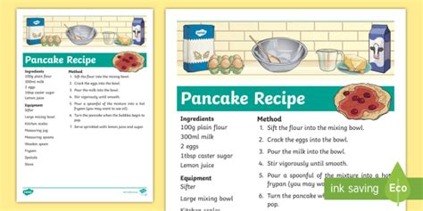 Free Pancake Recipe Teacher Made