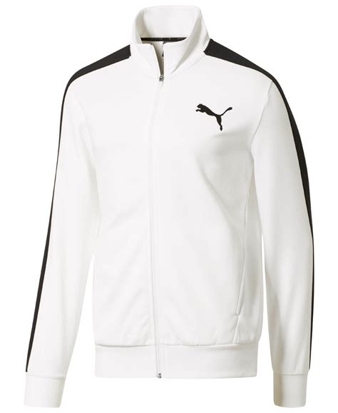 Puma Mens Fleece Core Track Jacket Whiteblack Mens Outdoor