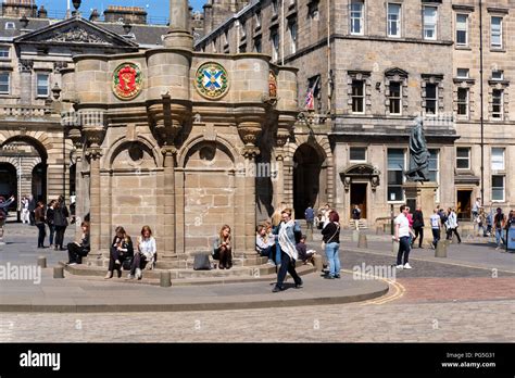 The Mercat Cross In Parliament Square On The Royal Mile Edinburgh