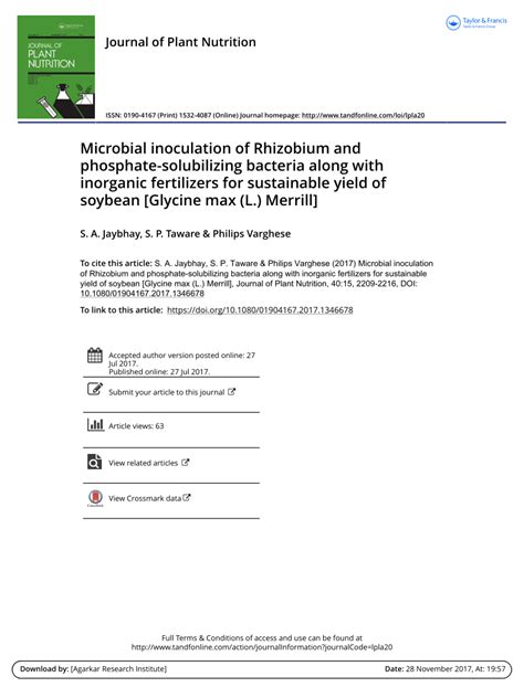 (PDF) Microbial Inoculation of Rhizobium and Phosphate Solubilizing Bacteria Along with ...