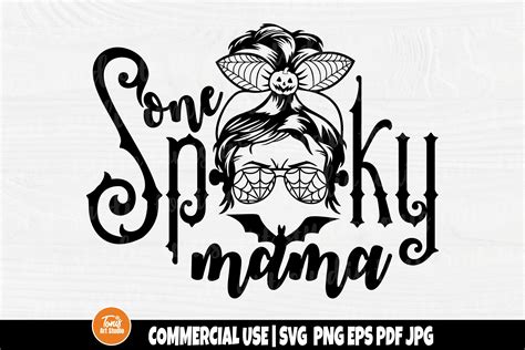 One Spooky Mama SVG File Halloween Mom Svg Messy Bun Hair Etsy