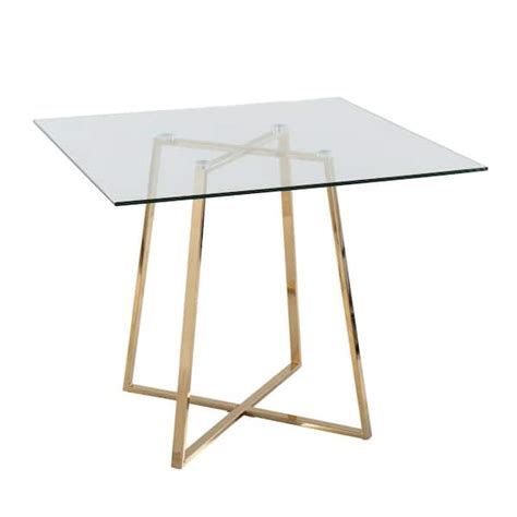 Lumisource Cosmo In Square Gold Metal And Clear Glass Dining Table