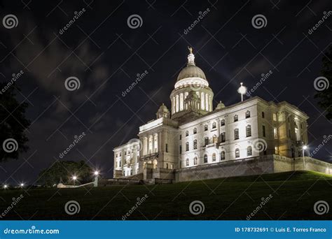 Rhode Island State House at Night Stock Image - Image of center ...