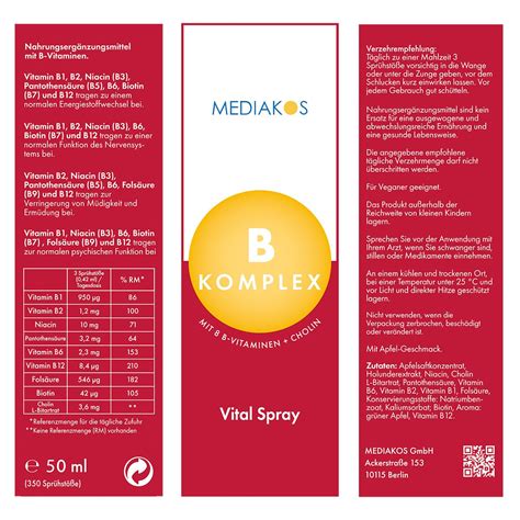 Mediakos Vitamin B Komplex Vital Spray 50 Ml Shop Apotheke