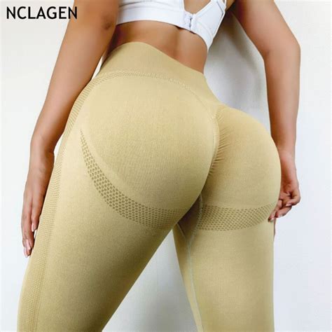 Nclagen Women Seamless Yoga Pants Sports Fitness Butt Lifting High