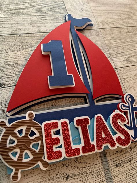 Nautical Cake Topper Sailboat Cake Topper Etsy