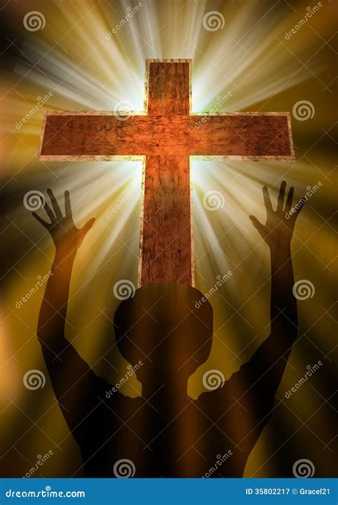 Woman praising God stock illustration. Illustration of hands - 35802217