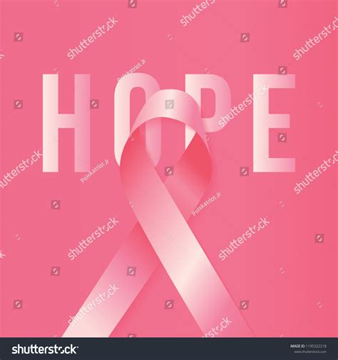 Hope Lettering Design Pink Ribbon Realistic Stock Vector Royalty Free