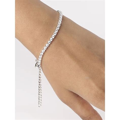 Lilly Sparkle Brass Silver Plated Cz Stone Studded Tenis Bracelet