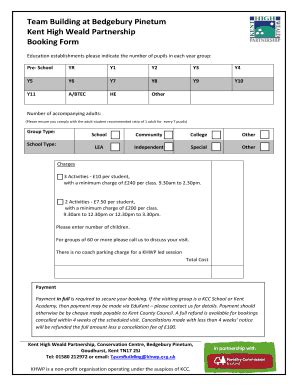 Fillable Online Khwp Org Booking Form School Team Building At Bedgebury