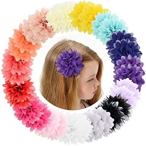 Amazon Pcs Alligator Hair Clips Inch Chiffon Flower With