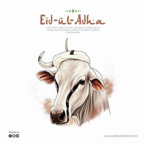 Uma Ilustra O De Uma Vaca Um Rosto Branco E As Palavras Eid Adha