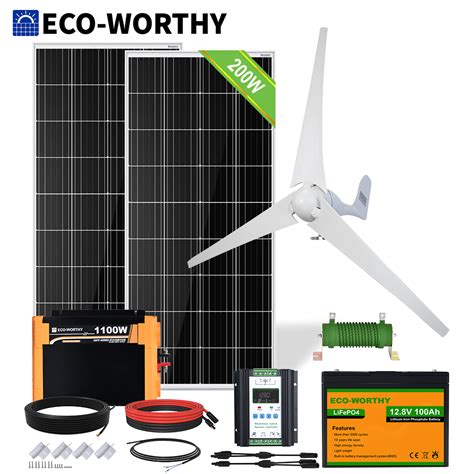 ECO WORTHY 1000W 600W Wind Turbine Generator Solar Panel Kit For Home