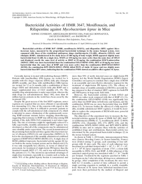 Pdf Bactericidal Activities Of Hmr 3647 Moxifloxacin And