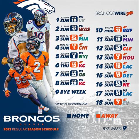 Denver Broncos Schedule 2023 - 2024 Printable