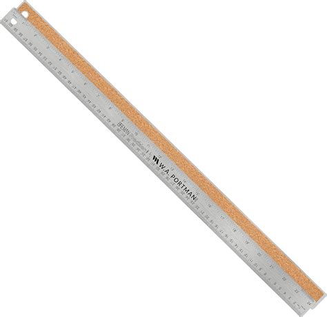 Breman Precision Metal Ruler 24 Inch Stainless Steel Cork Back Metal