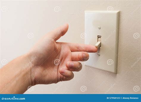 Hand Turning Wall Light Switch Off Stock Image Image 57958123