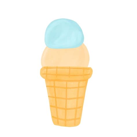 Premium Photo Watercolor Ice Cream In Waffle Cone Summer Cold Sweet