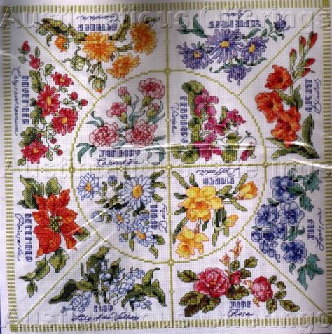 Vibrant Flowers Of The Month Counted Cross Stitch Kit Hernandez