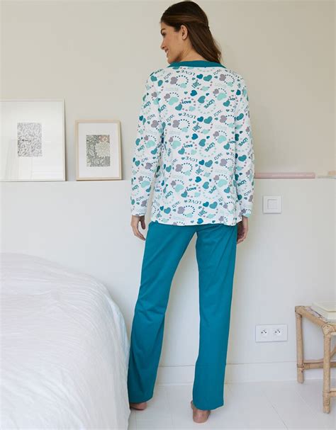 Pyjama Femme Imprimé Coeurs émeraude Blancheporte