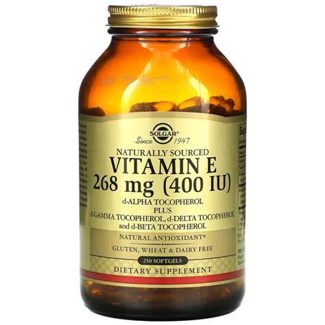 Solgar Naturally Sourced Vitamin E Mg Iu D Alpha Tocopherol