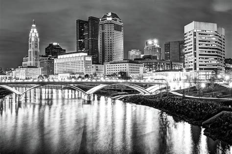 Monochrome Columbus Skyline At Night Photograph By Gregory Ballos