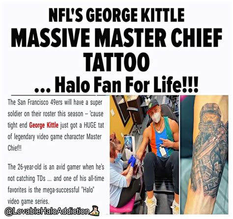 Nfl S George Kittle Massive Master Chief Tattoo Halo Fan For Life Al