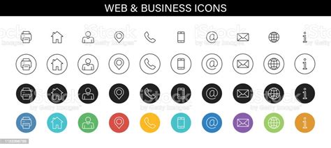 Set Of Business Card Icons Name Phone Mobile Location Place Mail Fax Web Contact Us Information