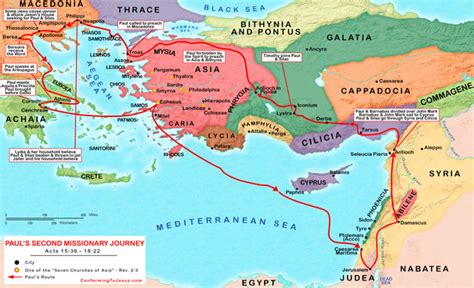 Pauls Second Missionary Journey Map Second Mission Itinerary