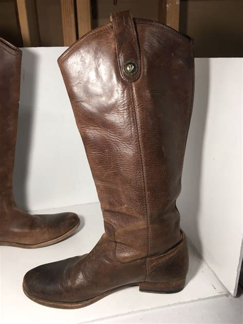 FRYE Melissa Button Tall Brown Leather Riding Boots W Gem