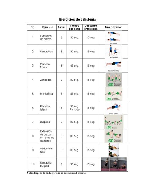 Ejercicios De Calistenia Pdf