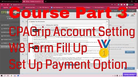 CPAGrip Account Setting W8 Form Fill Up And Set Up Payment Option