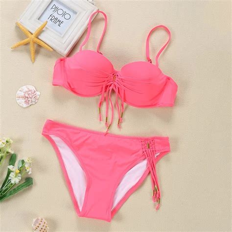 2017 Patchwork Bikini Set Sexy 2 Piece Push Up Women Swimsuit Nylon