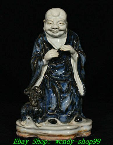 Old Chinese Blue White Porcelain Arhat Damo Bodhidharma Dharma