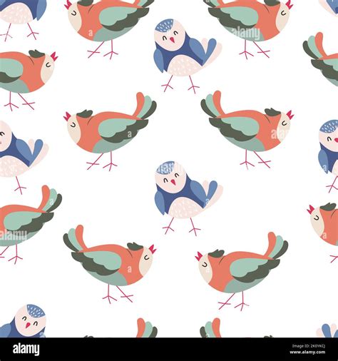 Colorful Birds Seamless Pattern Exotic Birds In Different Print Poses