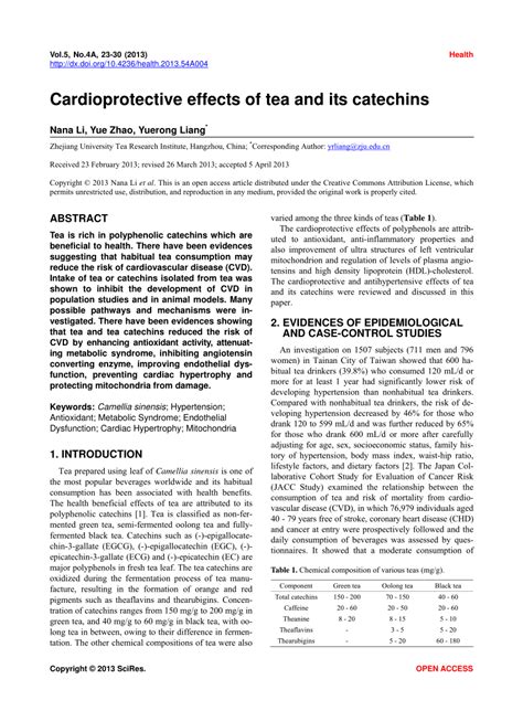 PDF Cardioprotective Effects Of Tea And Its Catechins