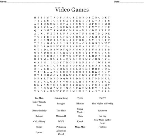 Video Games Word Search Wordmint Word Search Printable