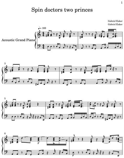 Spin doctors two princes - Sheet music for Piano