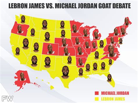 A Map Shows Who Wins Goat Debate Between Lebron James And Michael