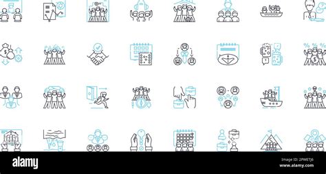 Staff Development Linear Icons Set Training Growth Improvement