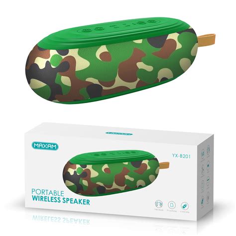 Yx B Camouflage Green W Mega Bass Wireless Speaker Maxam