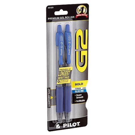 Pilot G2 Bold 10mm Blue Ink Premium Gel Roller Pens 2 Count